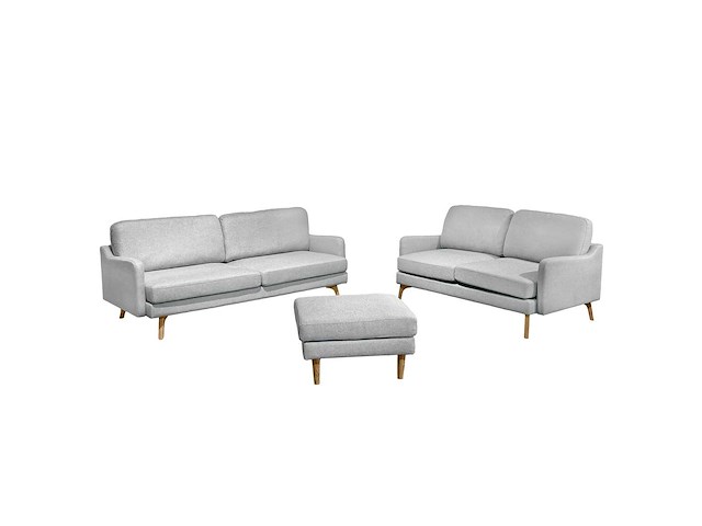 Salon argo licht grijs 3-zit + 2-zit + ottoman - afbeelding 1 van  8