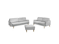 Salon argo licht grijs 3-zit + 2-zit + ottoman - afbeelding 1 van  8