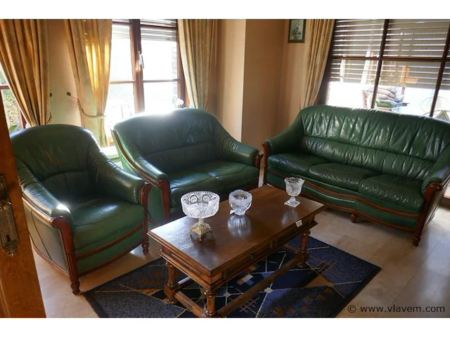 Salon in groen leder - afbeelding 2 van  3