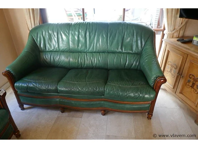 Salon in groen leder - afbeelding 3 van  3