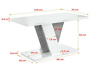 Salontafel - glanzend wit / beton uiterlijk - afbeelding 3 van  3