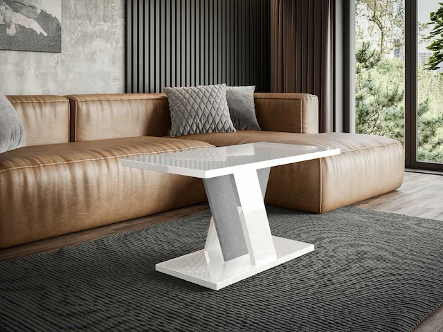 Salontafel - glanzend wit / beton uiterlijk - afbeelding 1 van  7