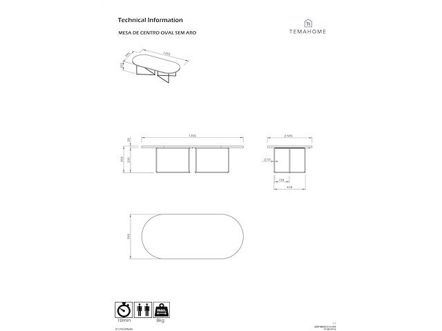 Salontafel adil 136cm - lichte eik/zwart - afbeelding 6 van  6