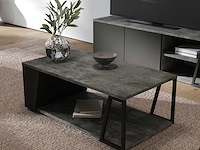 Salontafel albérique 1 open vak en 1 opbergvak aan de zijkant-beton/matzwart - afbeelding 1 van  7