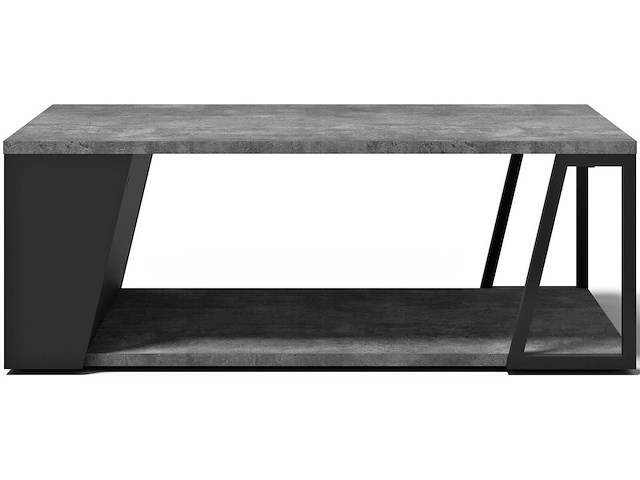 Salontafel albérique 1 open vak en 1 opbergvak aan de zijkant-beton/matzwart - afbeelding 2 van  7