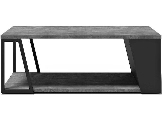 Salontafel albérique 1 open vak en 1 opbergvak aan de zijkant-beton/matzwart - afbeelding 3 van  7