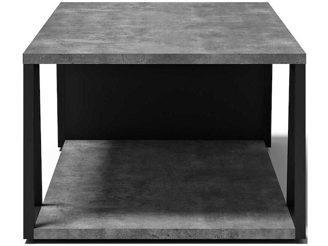 Salontafel albérique 1 open vak en 1 opbergvak aan de zijkant-beton/matzwart - afbeelding 4 van  7