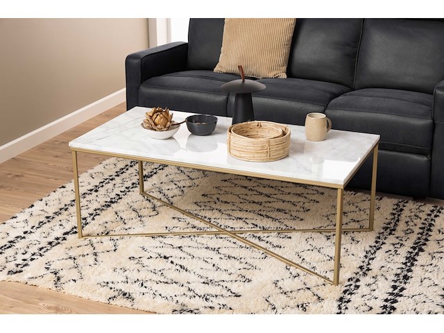Salontafel alisma 120x60cm - wit marmer/ goud - afbeelding 1 van  6