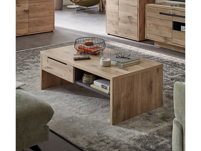 Salontafel bellini 110x65cm met opberglade - eik/antraciet - afbeelding 4 van  4