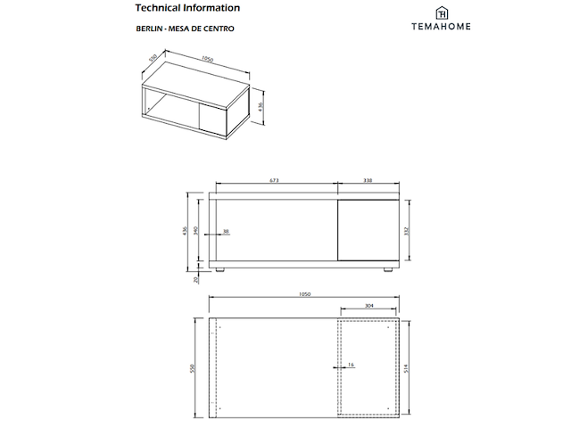 Salontafel bérinne-zwart/notenhout - afbeelding 7 van  7