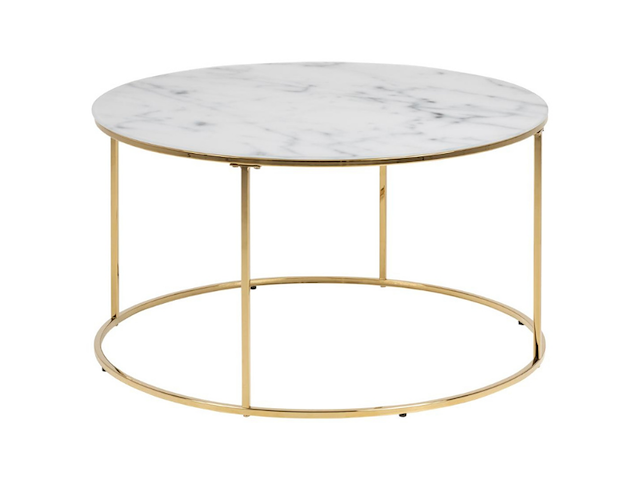 Salontafel dejan 80cm - goud/wit marmer - afbeelding 1 van  1