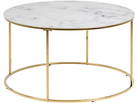 Salontafel dejan 80cm - goud/wit marmer - afbeelding 1 van  1