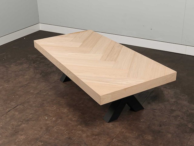 Salontafel eiken visgraat blad 140 x 70 cm - afbeelding 2 van  6