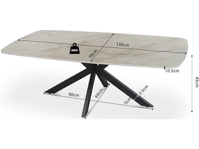Salontafel helios - 130x70x45cm - deens ovaal - beige marmer - afbeelding 6 van  6