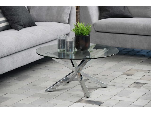 Salontafel hennie 82cm - glazen tafelblad - afbeelding 1 van  7