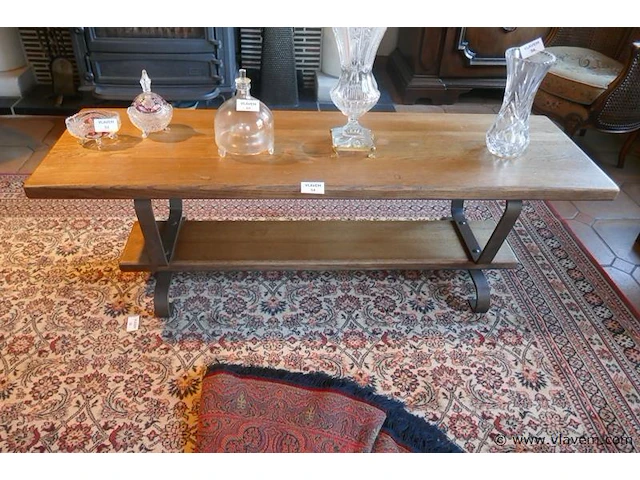 Salontafel in hout en gietijzer - afbeelding 1 van  1