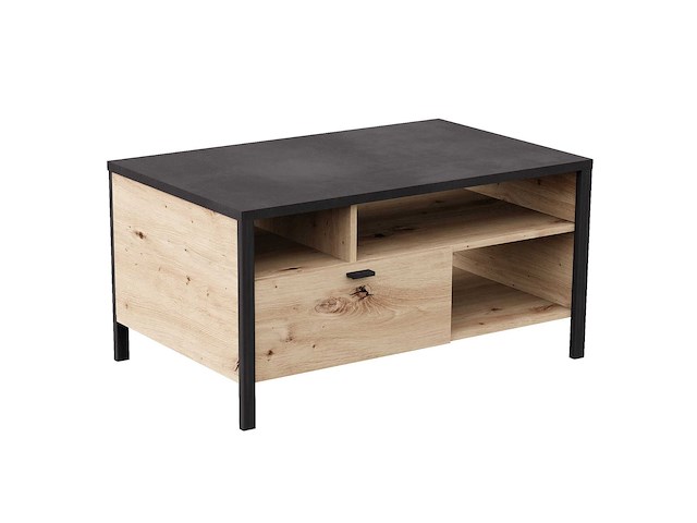 Salontafel in-loft 95x59 industrieel - oude eik - afbeelding 2 van  4