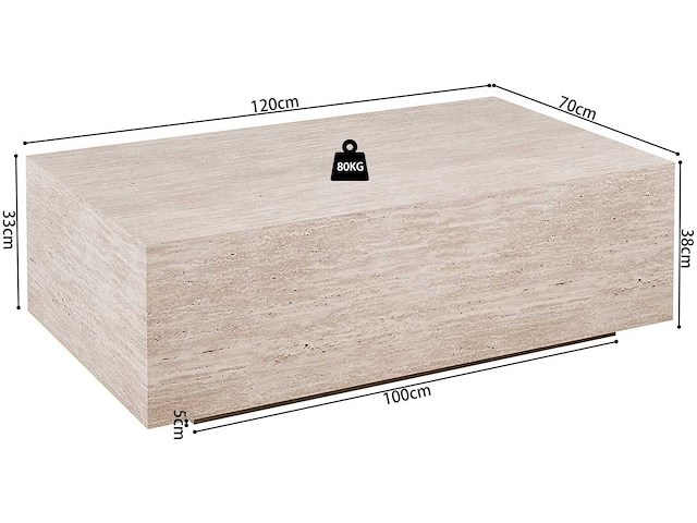 Salontafel jane - 120x70x38cm - travertijn - afbeelding 7 van  7