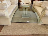Salontafel met helder glazen blad en metalen onderstel valenti 200x100 cm