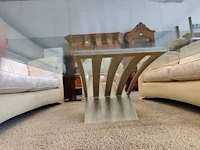 Salontafel met helder glazen blad en metalen onderstel valenti 200x100 cm - afbeelding 6 van  7