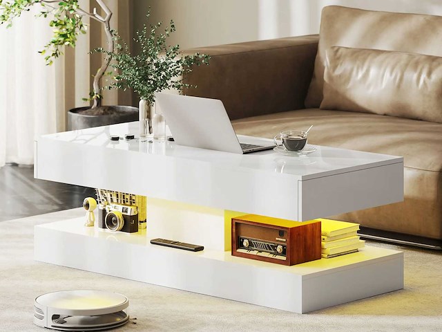 Salontafel met lades en led-lampen - afbeelding 1 van  7