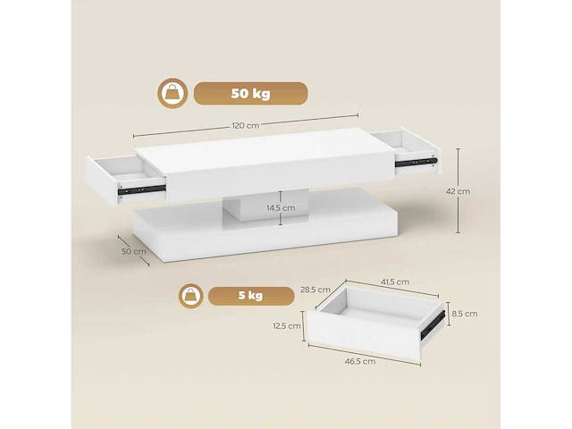 Salontafel met lades en led-lampen - afbeelding 4 van  7