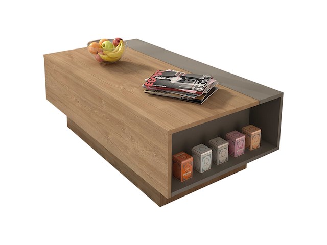Salontafel nomi 110x57 met uitschuifbaar tafelblad - bruin - afbeelding 3 van  7