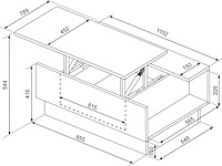 Salontafel nomi 110x57 met uitschuifbaar tafelblad - bruin - afbeelding 7 van  7
