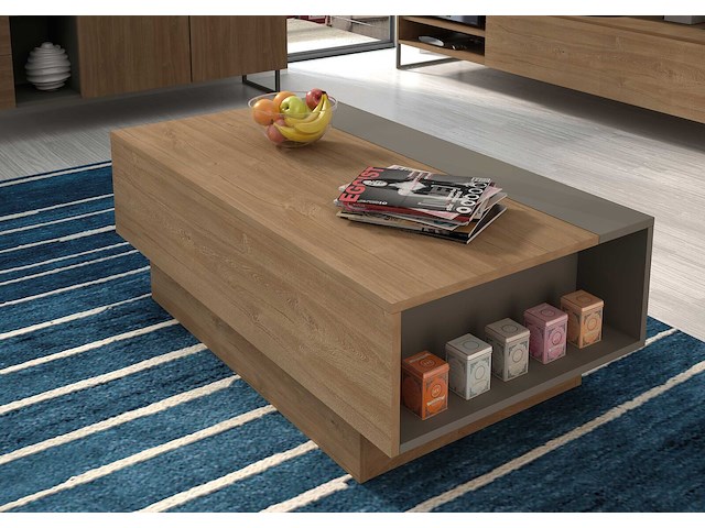 Salontafel nomi 110x57 met uitschuifbaar tafelblad - bruin - afbeelding 2 van  7