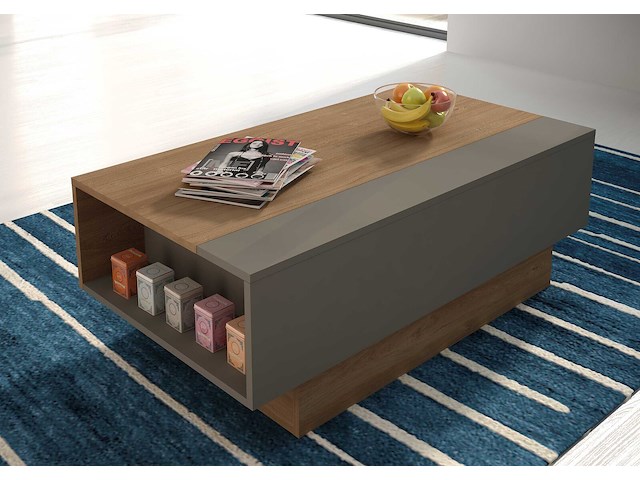 Salontafel nomi 110x57 met uitschuifbaar tafelblad - bruin - afbeelding 4 van  7