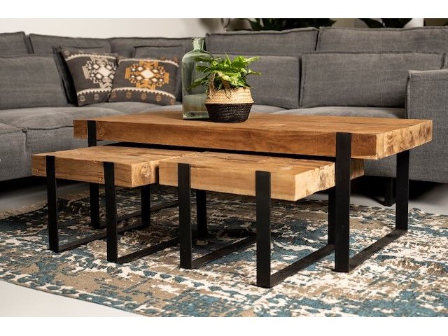 Salontafel norton 130x60cm - reclaimed teak/ijzer - afbeelding 1 van  4