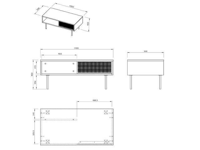 Salontafel renée 100 cm - eik/zwart - afbeelding 6 van  6