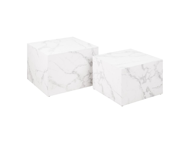 Salontafel set dice (2 stuks, 58x58x40 cm) - wit marmer - afbeelding 2 van  4