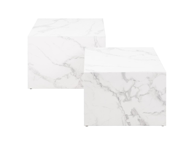 Salontafel set dice (2 stuks, 58x58x40 cm) - wit marmer - afbeelding 4 van  5