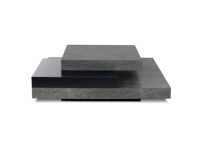 Salontafel slato 90x90 met 3 niveaus - beton/zwart - afbeelding 1 van  7