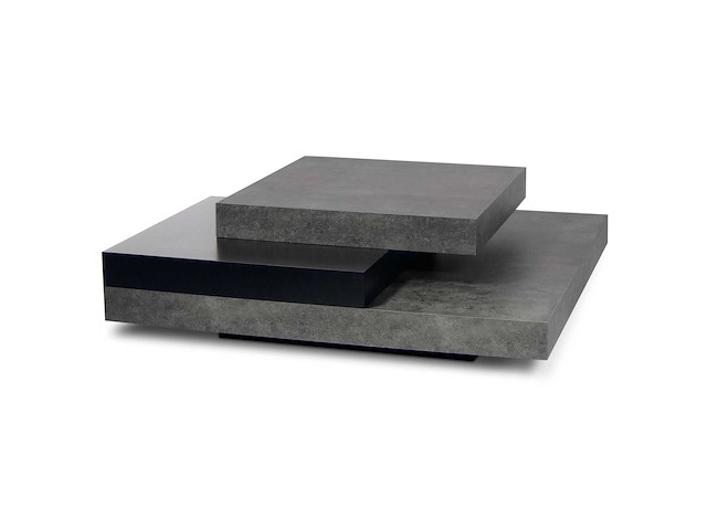 Salontafel slato 90x90 met 3 niveaus - beton/zwart - afbeelding 2 van  7