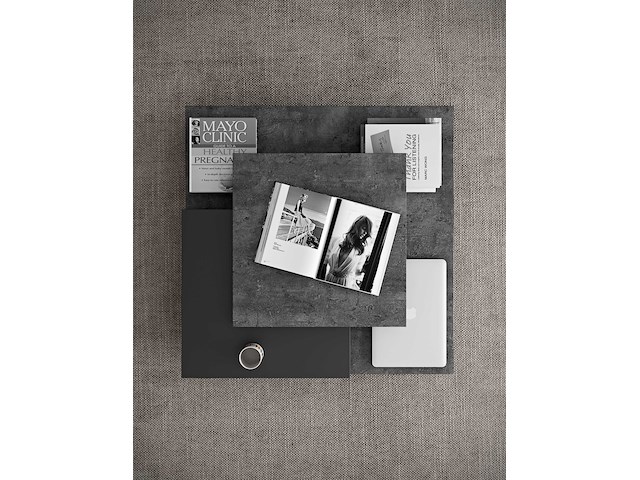 Salontafel slato 90x90 met 3 niveaus - beton/zwart - afbeelding 5 van  7
