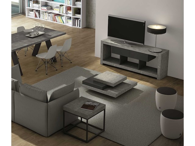 Salontafel slato 90x90 met 3 niveaus - beton/zwart - afbeelding 6 van  7