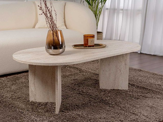 Salontafel, travertijn, 119 x 39,8 x 60 cm - afbeelding 1 van  7