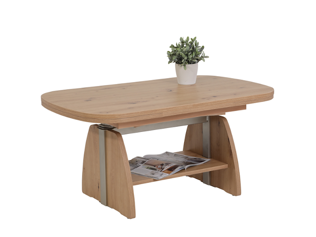 Salontafel vienna 108/157x67x52/71 cm-artisanale eik - afbeelding 4 van  5