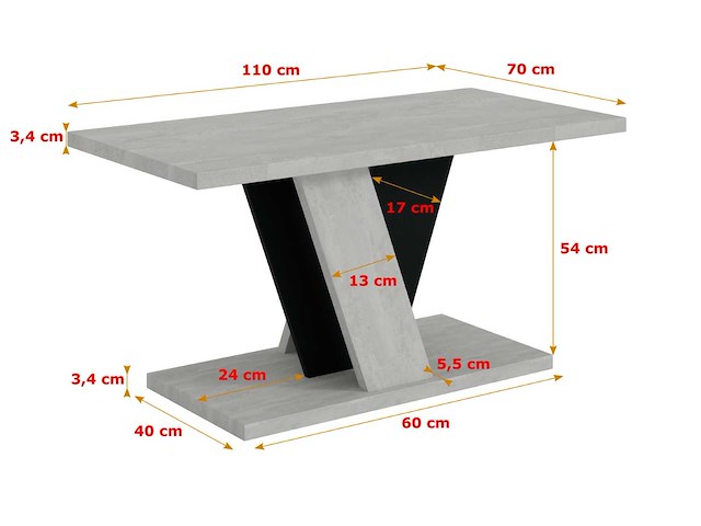 Salontafels - betonachtige k350 / zwart - afbeelding 4 van  5