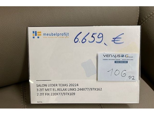 Salonzetel - tafel - leder texas - afbeelding 8 van  8