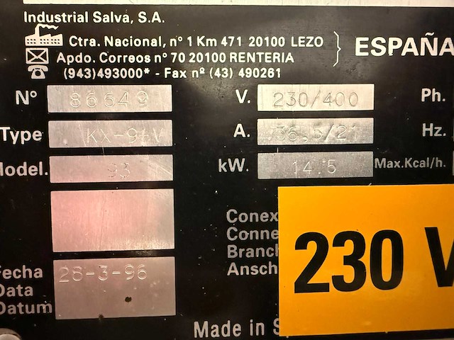 Salva - kx-94v - bakkerijoven - afbeelding 8 van  10