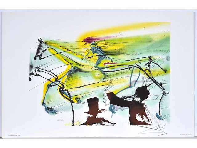 Salvador dali - le cheval de la course - litho - afbeelding 2 van  6