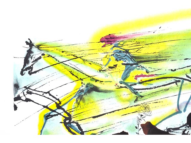 Salvador dali - le cheval de la course - litho - afbeelding 5 van  6