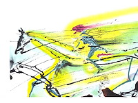 Salvador dali - le cheval de la course - litho - afbeelding 5 van  6