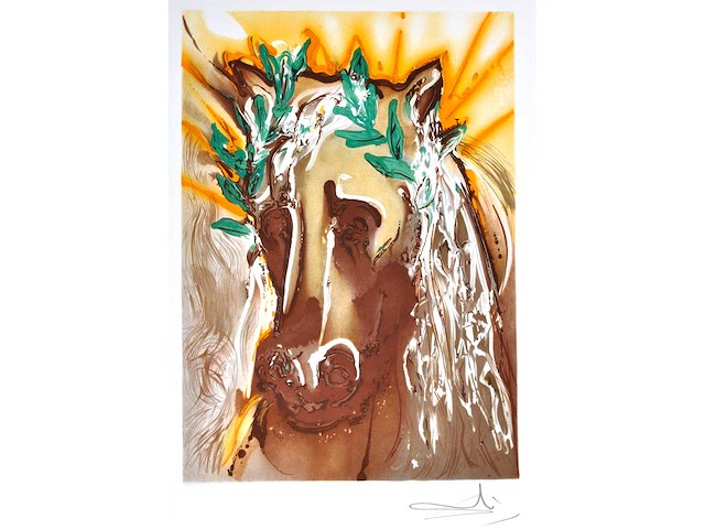 Salvador dali - le cheval du printemps - litho - afbeelding 1 van  5
