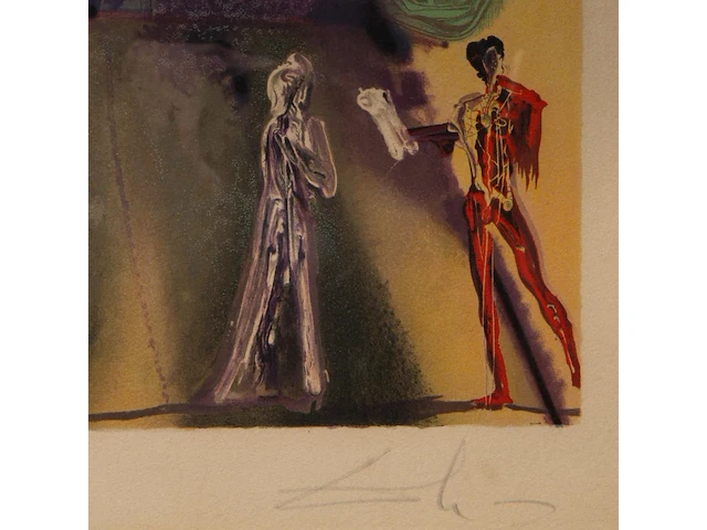 Salvador dali (1904-1989), 'cécile receives germeuil's letter' and 'the obsequies for clorinda', two lithographs, n° iii/xc, 53 x 43 cm. (20.87 x 16.92 in.), frame: 94 x 70 cm. (37.00 x 27.55 in.) - afbeelding 5 van  14