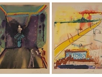 Salvador dali (1904-1989), 'cécile receives germeuil's letter' and 'the obsequies for clorinda', two lithographs, n° iii/xc, 53 x 43 cm. (20.87 x 16.92 in.), frame: 94 x 70 cm. (37.00 x 27.55 in.)