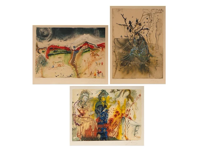 Salvador dali (1904-1989), three of the four seasons (summer, autumn and winter), lithograph on arches, n° 158/195 sheet size 55 x 67 cm. (21.64 x 26.37 in.) - afbeelding 1 van  19